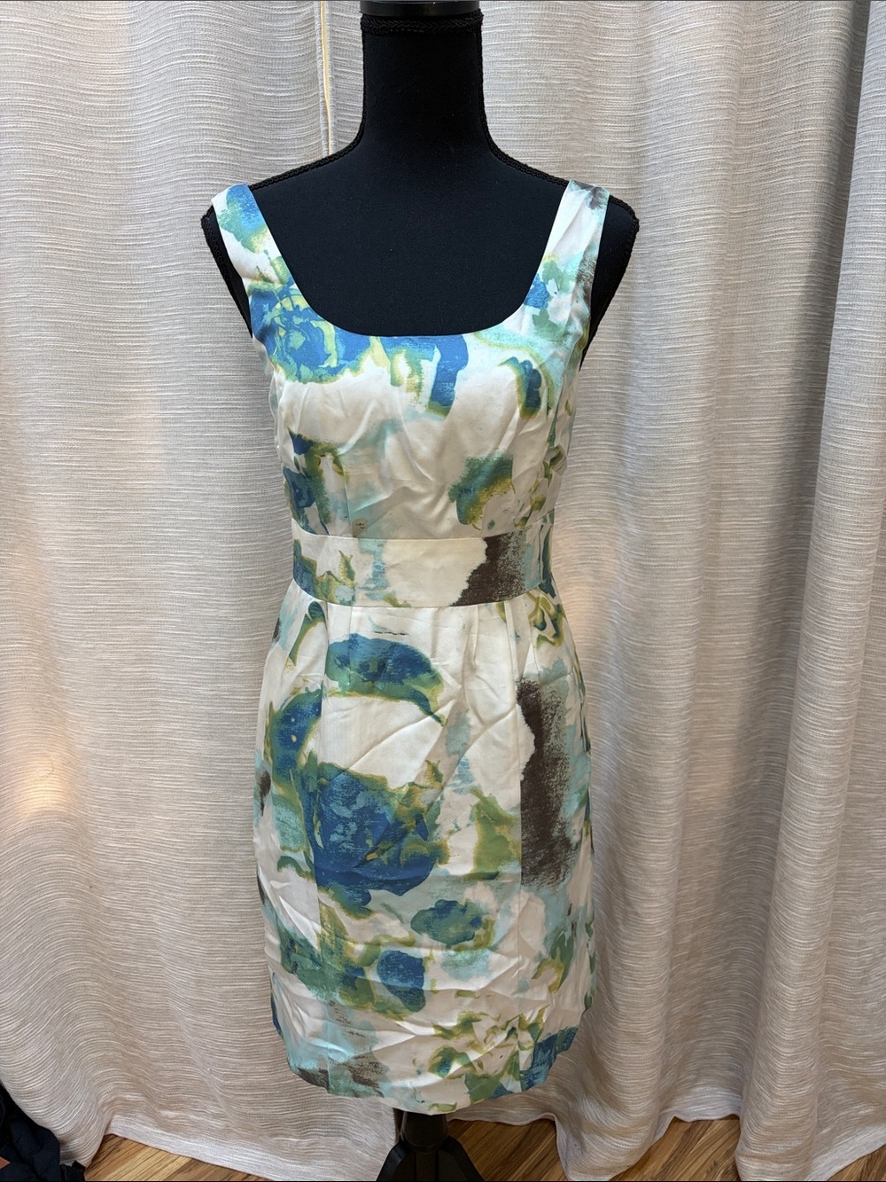 Banana Republic Floral Scoop-Neck Mini Dress in Blue and Green